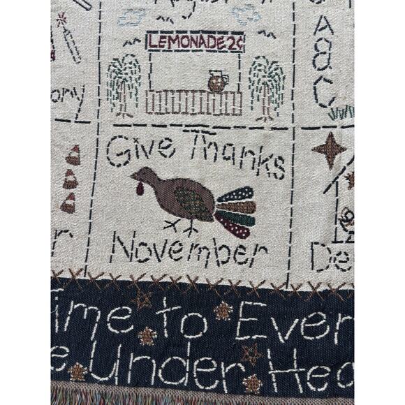 Vintage Christian Blanket Woven Tapestry Ecclesiasties Cottagecore Prairie Cozy - Picture 6 of 10